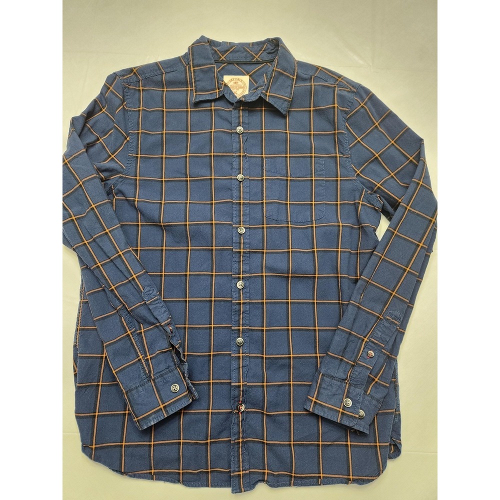 Fat Face Shirt Mens Large Blue Check Cotton Button Up Long‎ Sleeve Casual